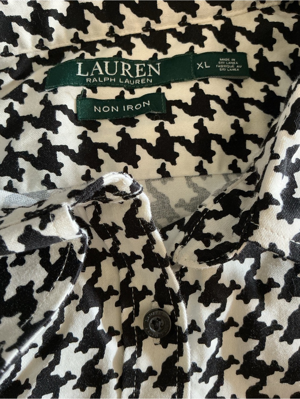 Lauren Ralph Lauren Black & White Houndstooth Button-Down Shirt